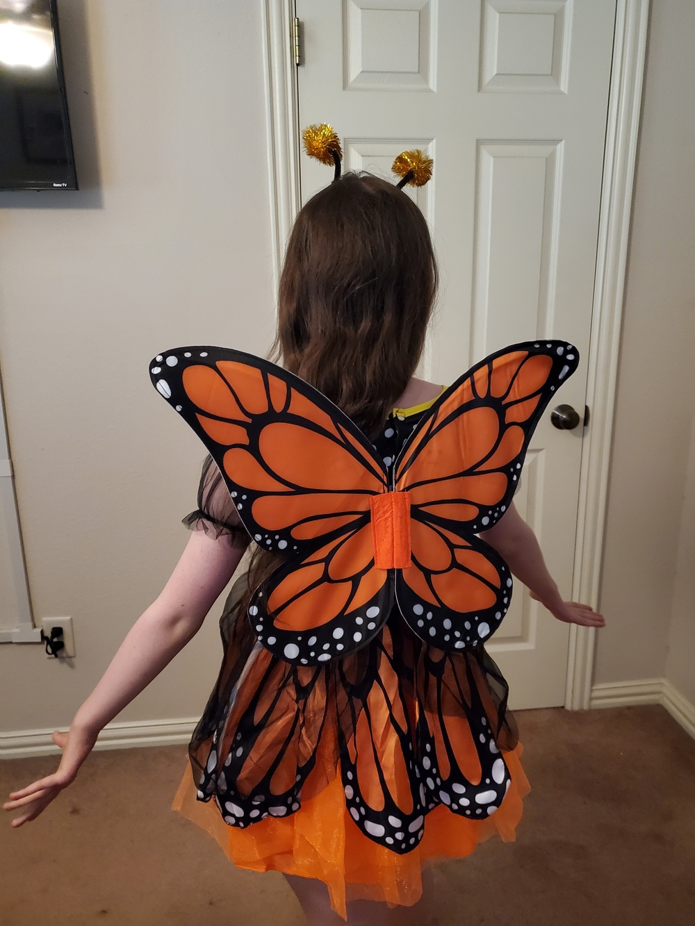 Orange Monarch Butterfly Costume with Wings and Antennae